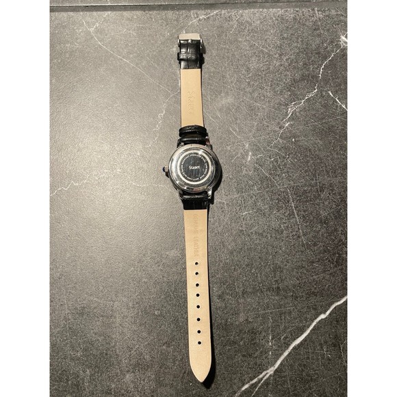 Stauer Dress Watch With Black Leather Band - New Battery - Picture 4 of 5